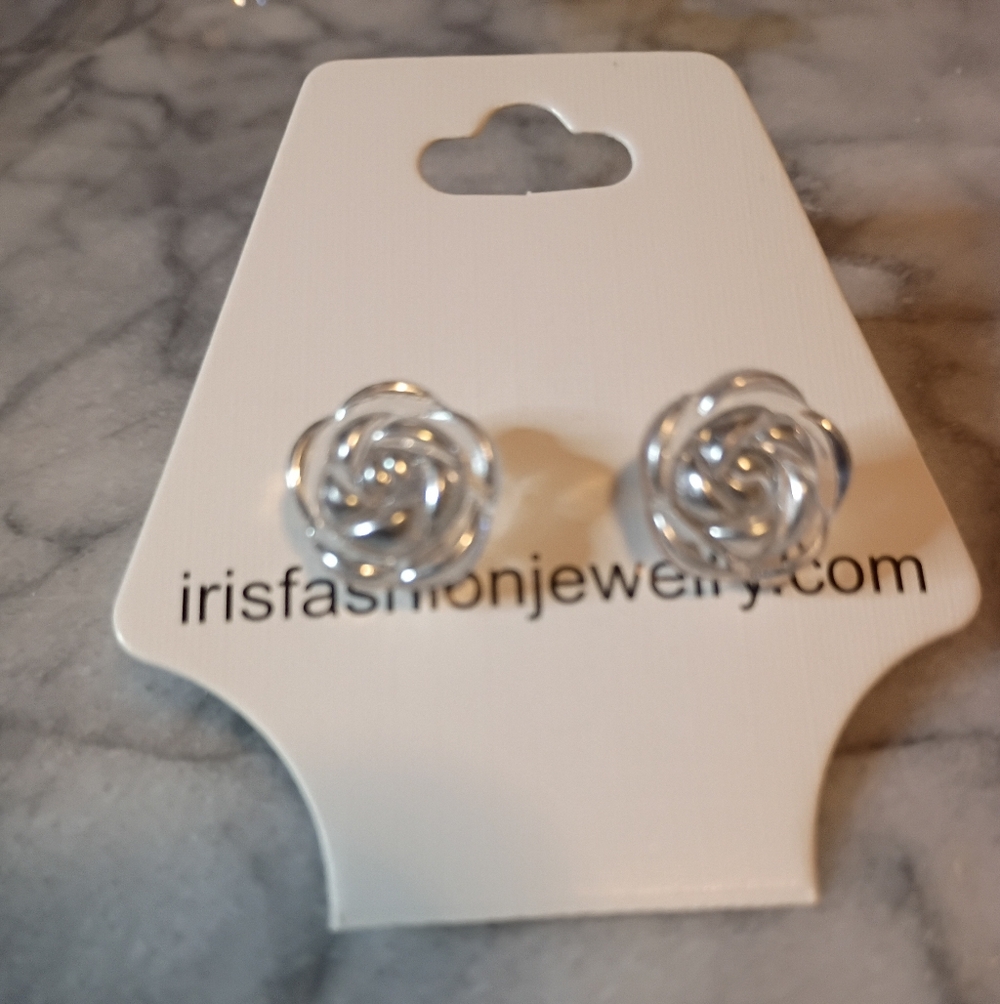 Iris Silver Floral Earrings